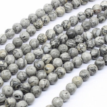 2015 Gets.com 6-8-10-12mm round Natural Picture Jasper Beads